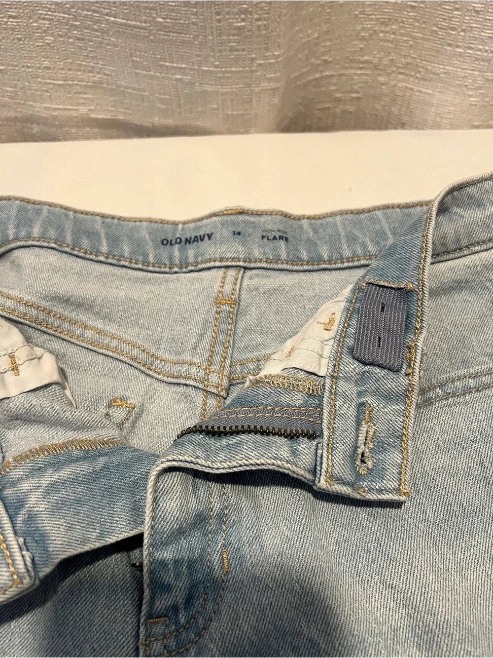 Old Navy Light Blue Flare Jeans with Knee Rips size Girls 14